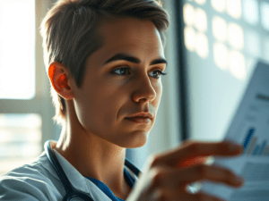 female doctor holding a chart