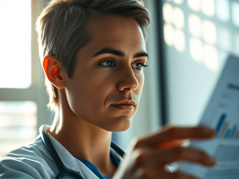 female doctor holding a chart