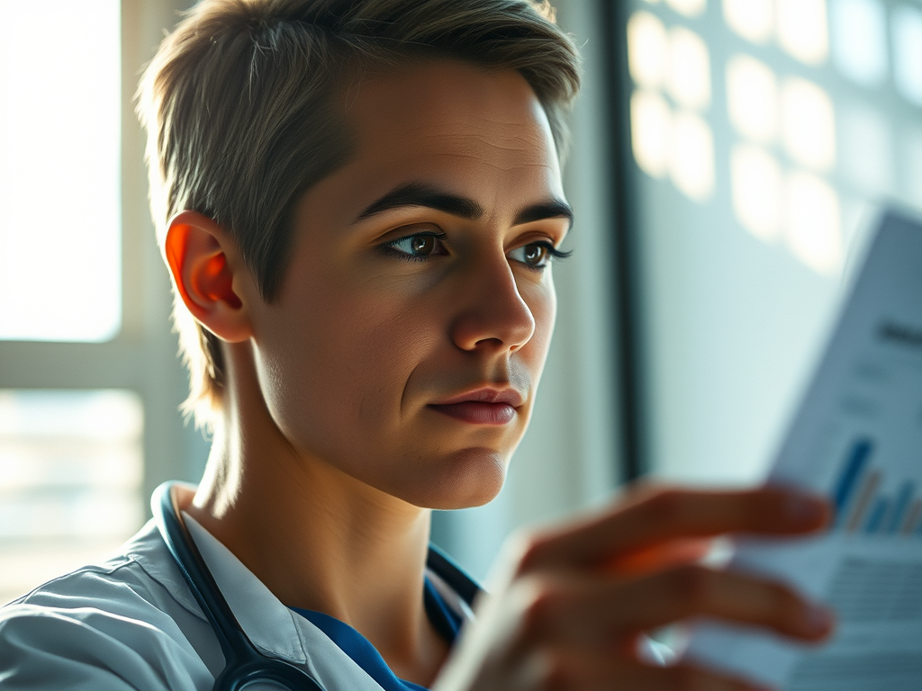 female doctor holding a chart