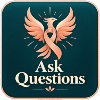 Deep-peach phoenix rising above the words “Ask Questions” on a dark-teal, rounded-square icon
